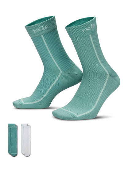 Nike Everyday Plus Lightweight Crew Socks (2-Pair) - White/Greenimage3- The Sports Edit