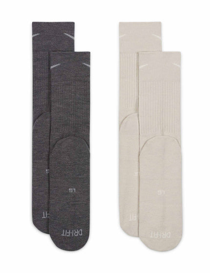 Nike Everyday Wool Cushioned Crew Socks (2 Pairs) - Grey/Beigeimage3- The Sports Edit