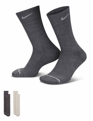 Everyday Wool Cushioned Crew Socks (2 Pairs) - Grey/Beige