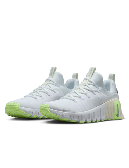 Nike Free Metcon 6 Shoes - White/Metallic Silver/Barely Volt/Sailimages2- The Sports Edit