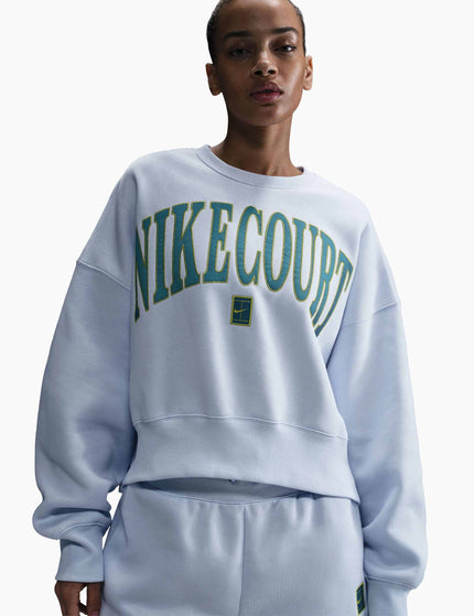 Nike NikeCourt Heritage Phoenix Fleece Over-Oversized Sweatshirt - Football Grey/High Voltage/Mineral Tealimage1- The Sports Edit