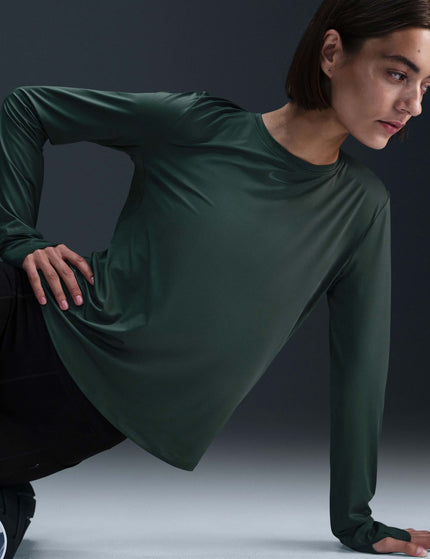 Nike One Classic Dri-FIT Long-Sleeve Top - Vintage Green/Blackimage4- The Sports Edit