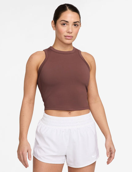 Nike One Fitted Dri-FIT Cropped Tank Top - Red Sepia/Blackimage1- The Sports Edit