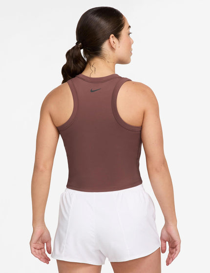 Nike One Fitted Dri-FIT Cropped Tank Top - Red Sepia/Blackimage2- The Sports Edit