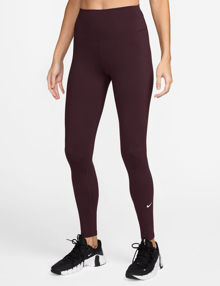 Nike One High Waisted Full Length Leggings - Burgundy Crush/Whiteimages1- The Sports Edit