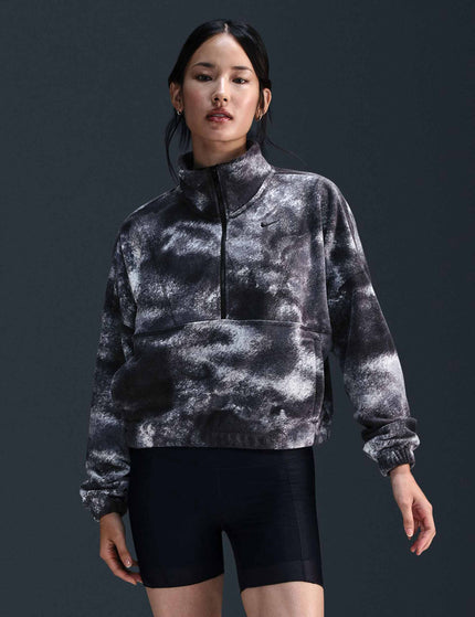 Nike One Oversized 1/2-Zip Fleece Printed Top - Blackimage1- The Sports Edit