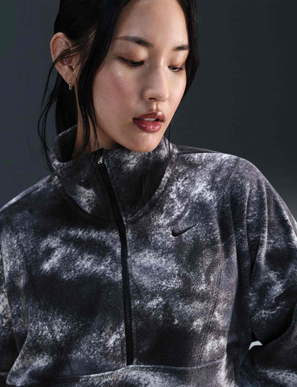 Nike One Oversized 1/2-Zip Fleece Printed Top - Blackimage3- The Sports Edit