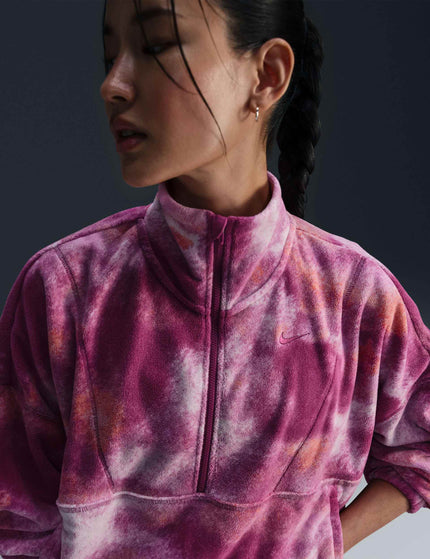 Nike One Oversized 1/2-Zip Fleece Printed Top - Hot Fuchsiaimage3- The Sports Edit