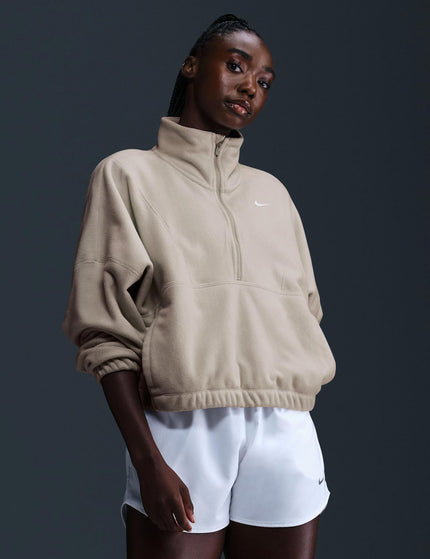 Nike One Oversized 1/2-Zip Fleece Top - Light Orewood Brown/Whiteimage1- The Sports Edit