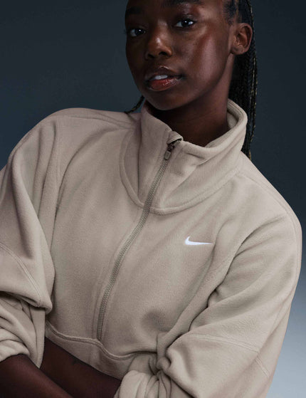 Nike One Oversized 1/2-Zip Fleece Top - Light Orewood Brown/Whiteimage3- The Sports Edit