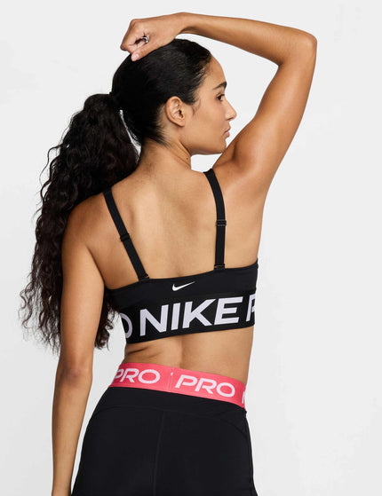 Nike Pro Indy Plunge Medium-Support Sports Bra - Black/Whiteimage2- The Sports Edit