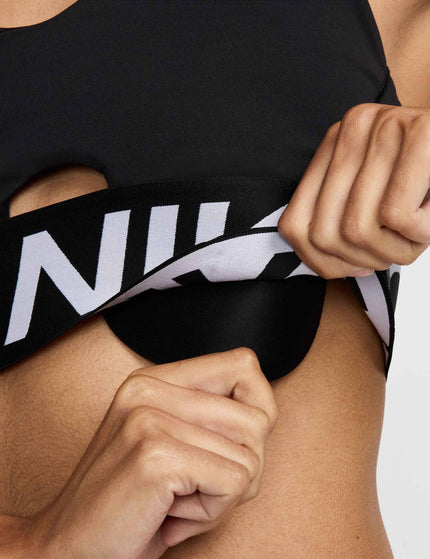 Nike Pro Indy Plunge Medium-Support Sports Bra - Black/Whiteimage5- The Sports Edit