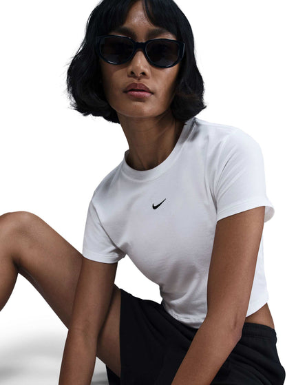 Nike Sportswear Chill Knit Cropped T-Shirt - White/Blackimages1- The Sports Edit