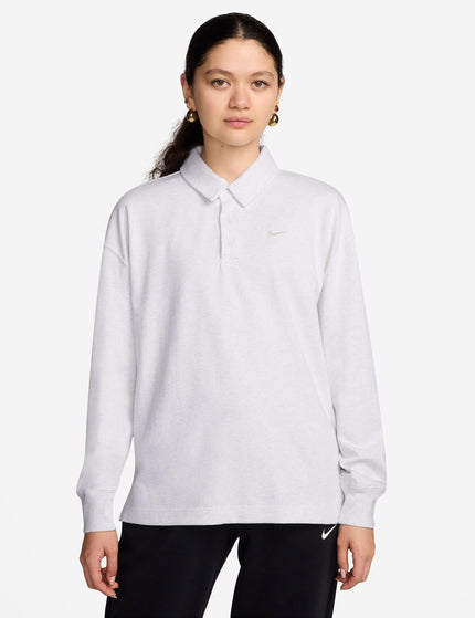 Nike Sportswear Essential Oversized Long-Sleeve Polo - Birch Heather/Light Orewood Brownimage1- The Sports Edit