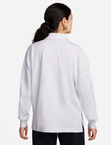 Nike Sportswear Essential Oversized Long-Sleeve Polo - Birch Heather/Light Orewood Brownimage2- The Sports Edit