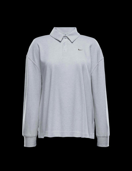 Nike Sportswear Essential Oversized Long-Sleeve Polo - Birch Heather/Light Orewood Brownimage8- The Sports Edit