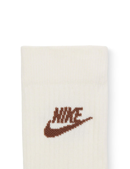 Nike Sportswear Everyday Essential Crew Socks (3 Pairs) - White/Brownimage4- The Sports Edit