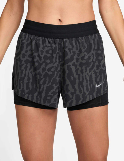 Nike Swift Dri-FIT 2-in-1 Printed Running Shorts - Black/Reflective Silverimage1- The Sports Edit