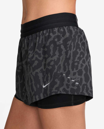 Swift Dri-FIT 2-in-1 Printed Running Shorts - Black/Reflective Silver