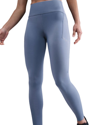 Swift High Waisted 7/8 Running Leggings with Pockets - World Indigo/Reflective Silver