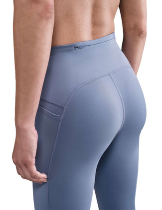 Swift High Waisted 7/8 Running Leggings with Pockets - World Indigo/Reflective Silver