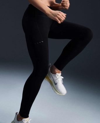 Swift High Waisted 7/8 Running Leggings with Pockets - Black/Reflective Silver