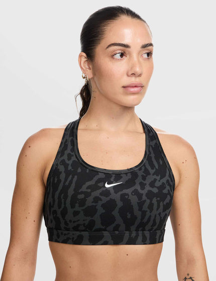 Nike Swoosh Medium Support Printed Sports Bra - Black/Reflective Silverimage1- The Sports Edit