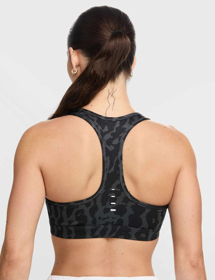 Nike Swoosh Medium Support Printed Sports Bra - Black/Reflective Silverimage2- The Sports Edit