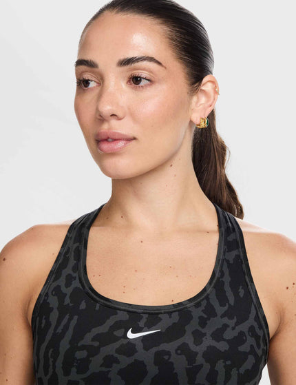 Nike Swoosh Medium Support Printed Sports Bra - Black/Reflective Silverimage3- The Sports Edit