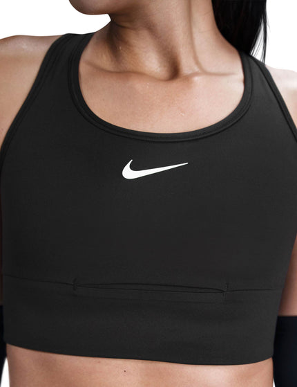 Nike Swoosh Pocket Medium-Support Sports Bra - Black/Whiteimage2- The Sports Edit