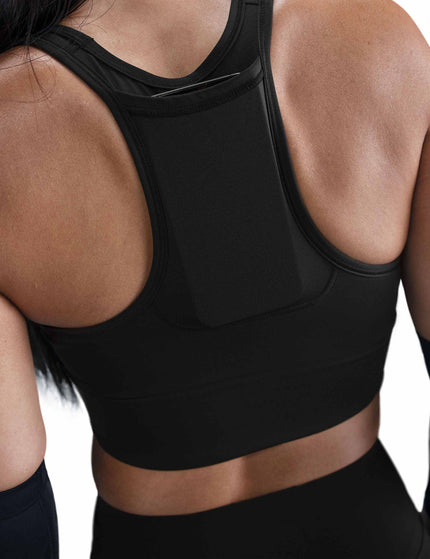 Nike Swoosh Pocket Medium-Support Sports Bra - Black/Whiteimage3- The Sports Edit