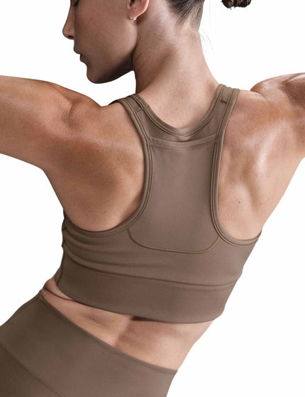 Nike Swoosh Pocket Medium-Support Sports Bra - Mink Brown/Whiteimage2- The Sports Edit