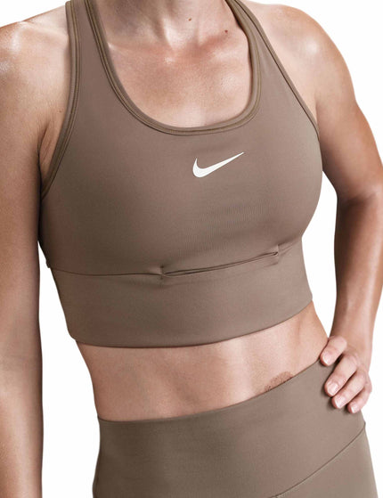 Nike Swoosh Pocket Medium-Support Sports Bra - Mink Brown/Whiteimage3- The Sports Edit