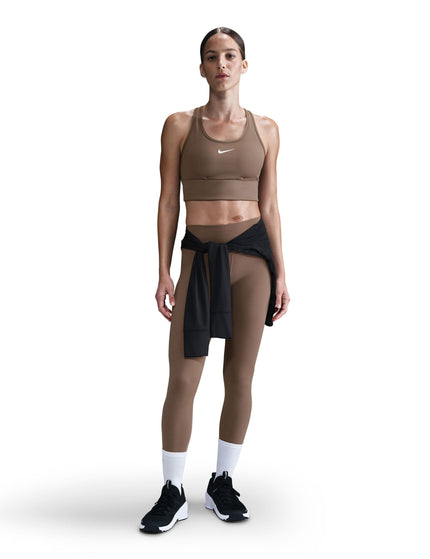 Nike Swoosh Pocket Medium-Support Sports Bra - Mink Brown/Whiteimage5- The Sports Edit