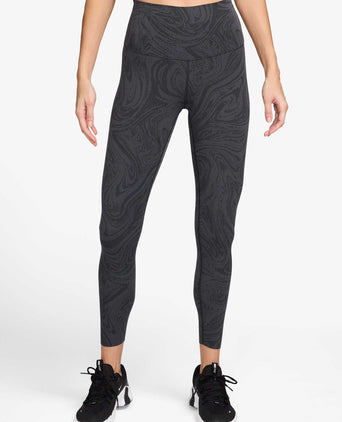 Zenvy High Waisted 7/8 Printed Leggings - Black/Dark Smoke Grey