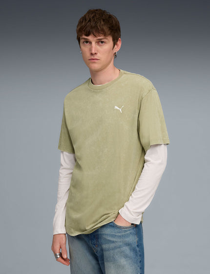 PUMA Essentials Elevated Relaxed Wash Tee - Lux Armyimage1- The Sports Edit