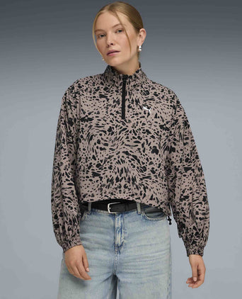 Essentials Graphic Relaxed Printed Woven Half-Zip - Sandstone