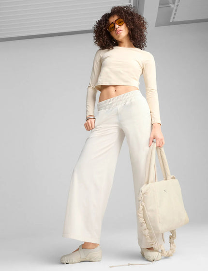PUMA Wardrobe Ess Low Rise Popper Pants - Alpine Snowimage5- The Sports Edit