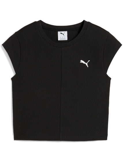 PUMA Wardrobe Ess Ribbed Baby Tee - Blackimage4- The Sports Edit