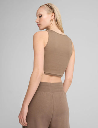 Wardrobe Ess Ribbed Crop Top - Totally Taupe