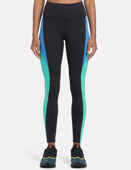 Reebok Lux High Waisted Colorblock Tights - Black/Unleashed Greenimage1- The Sports Edit