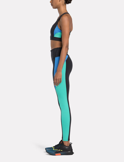 Reebok Lux High Waisted Colorblock Tights - Black/Unleashed Greenimage5- The Sports Edit