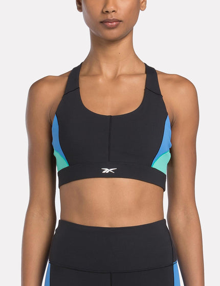 Reebok Lux Racer Colorblock Bra - Black/Unleashed Greenimage1- The Sports Edit