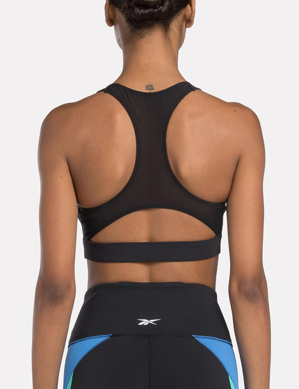 Reebok Lux Racer Colorblock Bra - Black/Unleashed Greenimage2- The Sports Edit