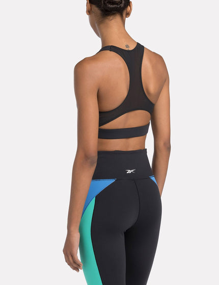 Reebok Lux Racer Colorblock Bra - Black/Unleashed Greenimage4- The Sports Edit