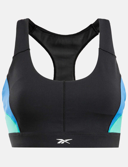 Reebok Lux Racer Colorblock Bra - Black/Unleashed Greenimage6- The Sports Edit