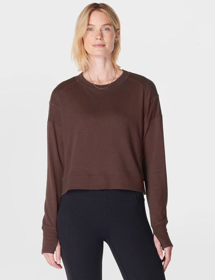 Sweaty Betty After Class Crop Sweatshirt - Cacao Brownimage1- The Sports Edit