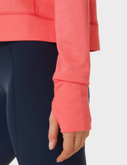 Sweaty Betty After Class Crop Sweatshirt - Coral Pinkimage4- The Sports Edit