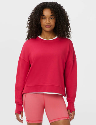 After Class Crop Sweatshirt - Crimson Red