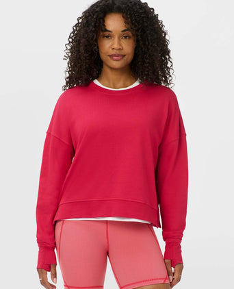 After Class Crop Sweatshirt - Crimson Red